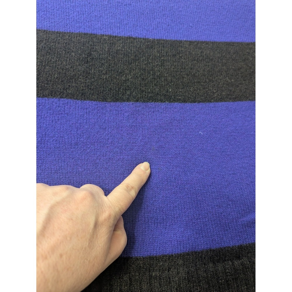 Eileen Fisher Striped Superior Yak Wool Sweater Pullover Jumper Large Blue Black - Picture 7 of 10